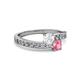 2 - Olena White Sapphire and Pink Tourmaline with Side Diamonds Bypass Ring 
