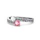 1 - Olena White Sapphire and Pink Tourmaline with Side Diamonds Bypass Ring 