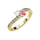 3 - Olena White Sapphire and Pink Tourmaline with Side Diamonds Bypass Ring 