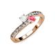 3 - Olena White Sapphire and Pink Tourmaline with Side Diamonds Bypass Ring 