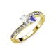 3 - Olena White Sapphire and Tanzanite with Side Diamonds Bypass Ring 