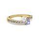 2 - Olena White Sapphire and Tanzanite with Side Diamonds Bypass Ring 
