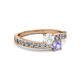 2 - Olena White Sapphire and Tanzanite with Side Diamonds Bypass Ring 
