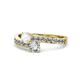1 - Olena White Sapphire and Diamond with Side Diamonds Bypass Ring 