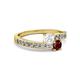 2 - Olena White Sapphire and Ruby with Side Diamonds Bypass Ring 