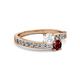2 - Olena White Sapphire and Ruby with Side Diamonds Bypass Ring 