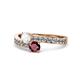 1 - Olena White Sapphire and Ruby with Side Diamonds Bypass Ring 