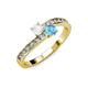 3 - Olena White Sapphire and Blue Topaz with Side Diamonds Bypass Ring 