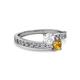 2 - Olena White Sapphire and Citrine with Side Diamonds Bypass Ring 