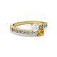 2 - Olena White Sapphire and Citrine with Side Diamonds Bypass Ring 
