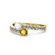 1 - Olena White Sapphire and Citrine with Side Diamonds Bypass Ring 
