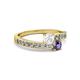 2 - Olena White Sapphire and Iolite with Side Diamonds Bypass Ring 