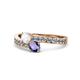 1 - Olena White Sapphire and Iolite with Side Diamonds Bypass Ring 