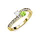 3 - Olena White Sapphire and Peridot with Side Diamonds Bypass Ring 