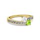 2 - Olena White Sapphire and Peridot with Side Diamonds Bypass Ring 