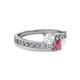 2 - Olena White Sapphire and Rhodolite Garnet with Side Diamonds Bypass Ring 