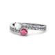 1 - Olena White Sapphire and Rhodolite Garnet with Side Diamonds Bypass Ring 