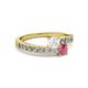 2 - Olena White Sapphire and Rhodolite Garnet with Side Diamonds Bypass Ring 