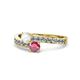 1 - Olena White Sapphire and Rhodolite Garnet with Side Diamonds Bypass Ring 