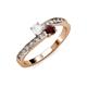 3 - Olena White Sapphire and Red Garnet with Side Diamonds Bypass Ring 
