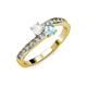 3 - Olena White Sapphire and Aquamarine with Side Diamonds Bypass Ring 