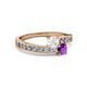 2 - Olena White Sapphire and Amethyst with Side Diamonds Bypass Ring 