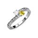 3 - Olena White and Yellow Sapphire with Side Diamonds Bypass Ring 