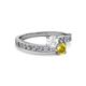 2 - Olena White and Yellow Sapphire with Side Diamonds Bypass Ring 