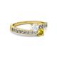 2 - Olena White and Yellow Sapphire with Side Diamonds Bypass Ring 