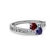 2 - Olena Ruby and Blue Sapphire with Side Diamonds Bypass Ring 