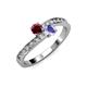3 - Olena Ruby and Tanzanite with Side Diamonds Bypass Ring 