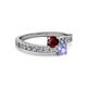 2 - Olena Ruby and Tanzanite with Side Diamonds Bypass Ring 