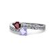 1 - Olena Ruby and Tanzanite with Side Diamonds Bypass Ring 