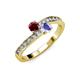 3 - Olena Ruby and Tanzanite with Side Diamonds Bypass Ring 