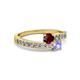 2 - Olena Ruby and Tanzanite with Side Diamonds Bypass Ring 