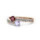 1 - Olena Ruby and Tanzanite with Side Diamonds Bypass Ring 