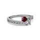 2 - Olena Ruby and Diamond with Side Diamonds Bypass Ring 