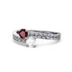 1 - Olena Ruby and White Sapphire with Side Diamonds Bypass Ring 