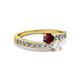 2 - Olena Ruby and White Sapphire with Side Diamonds Bypass Ring 