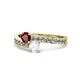 1 - Olena Ruby and White Sapphire with Side Diamonds Bypass Ring 