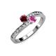 3 - Olena Ruby and Pink Sapphire with Side Diamonds Bypass Ring 