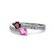 1 - Olena Ruby and Pink Sapphire with Side Diamonds Bypass Ring 