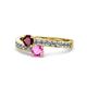 1 - Olena Ruby and Pink Sapphire with Side Diamonds Bypass Ring 