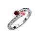 3 - Olena Ruby and Pink Tourmaline with Side Diamonds Bypass Ring 
