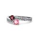 1 - Olena Ruby and Pink Tourmaline with Side Diamonds Bypass Ring 