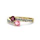 1 - Olena Ruby and Pink Tourmaline with Side Diamonds Bypass Ring 