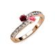3 - Olena Ruby and Pink Tourmaline with Side Diamonds Bypass Ring 