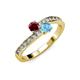 3 - Olena Ruby and Blue Topaz with Side Diamonds Bypass Ring 