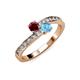 3 - Olena Ruby and Blue Topaz with Side Diamonds Bypass Ring 