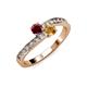 3 - Olena Ruby and Citrine with Side Diamonds Bypass Ring 